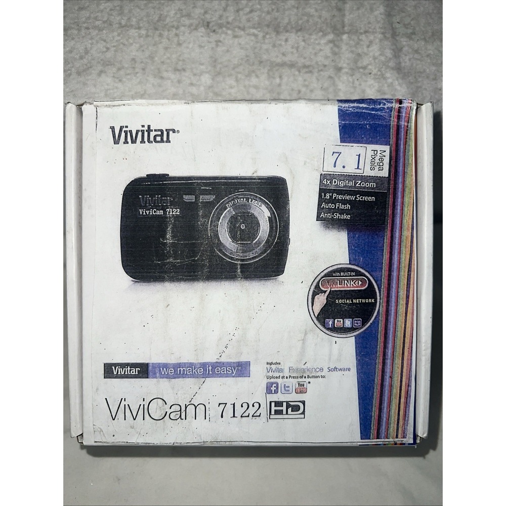 Vivitar ViviCam 7122 Digital Camera 7.1MP Purple Open Box Compact Point Shoot